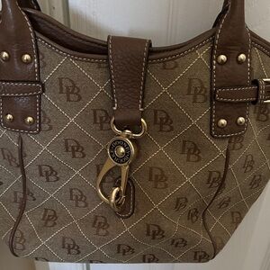 Dooney & Bourke Tan and Brown Monogram Shoulder Bag
